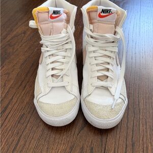 Nike Women's White and Pink High-Top Sneakers